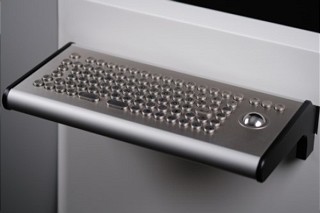  Vandal-resistant stainless steel keyboard 86T-ES with trackball and available in housing. Available in all country variants. 